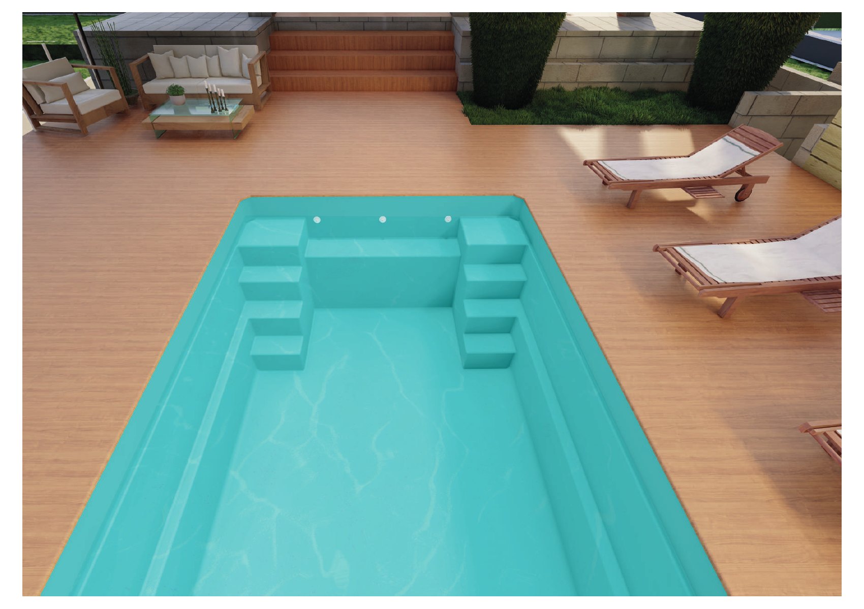 Piscine dans un aménagement, photo du catalogue Garden Piscines