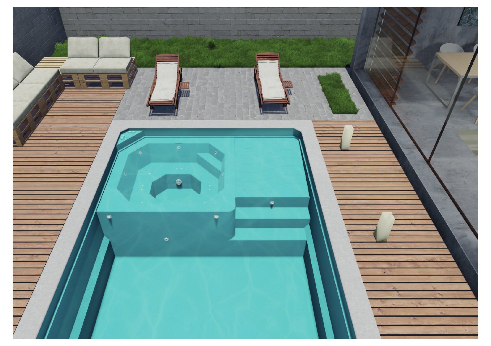 Piscine dans un aménagement, photo du catalogue Garden Piscines