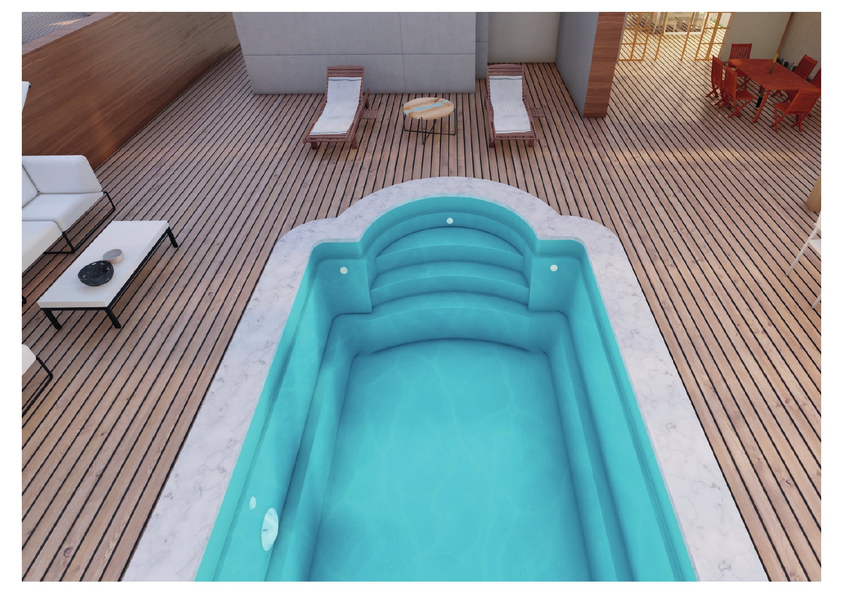 Piscine dans un aménagement, photo du catalogue Garden Piscines